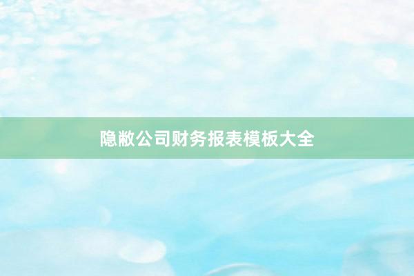 隐敝公司财务报表模板大全